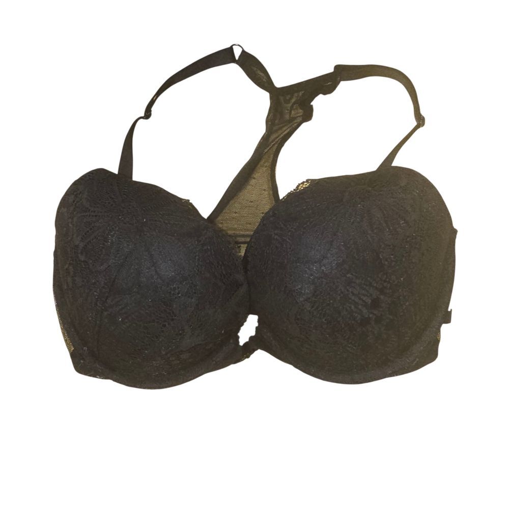 Victoria's Secret Black Lace Push Up Front Close Bra Size 32DD